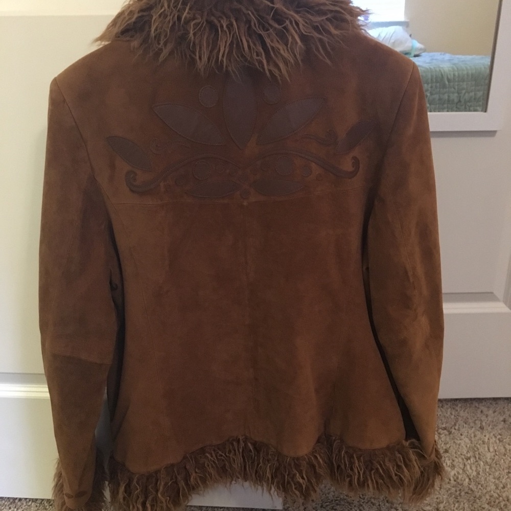 Western Style Suede Faux Fur Lined Jacket
